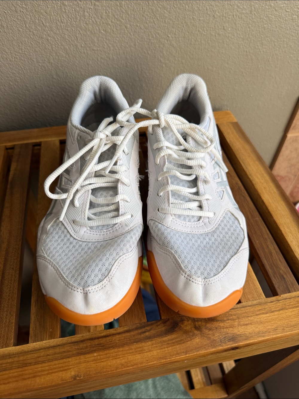 Asics White Athletic Sneakers with Orange Outsole